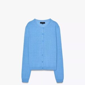 Zara Women's Linen Blue Cardigan Sweater